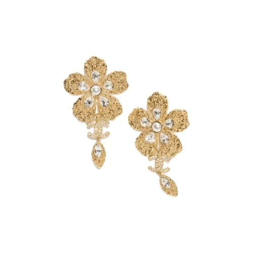 CHANEL Серьги из металла Женские Золото Жемчужно-белый Кристалл