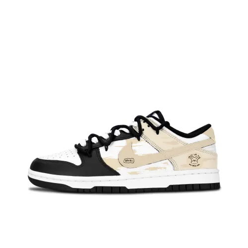 Nike Dunk Черный Белый French Vintage Устойчивый к истиранию Низкий Топ Скейтборд Кроссовки Унисекс Коричневый