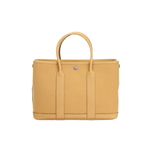 HERMES Garden Party Холст с Negonda Телячья кожа Сумка Женская Коричневый