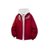 Бордовый хлопковый пуховик (в комплекте с высококачественным белым и серым свитшотом Фотиния)