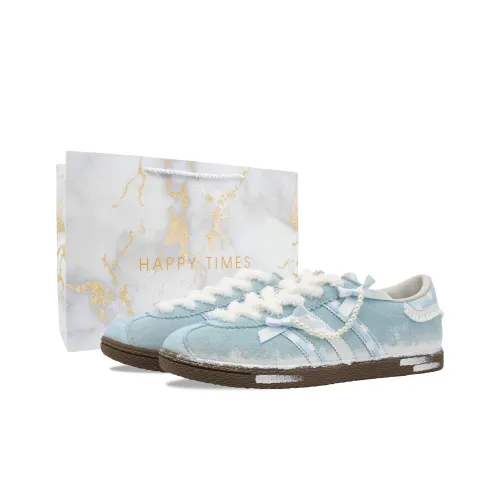 Adidas Originals Stadt Зимний Love Song Устойчивый к истиранию Низкий Топ Немецкая Армия Кроссовки Унисекс Снежно-Синий