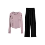 Фиолетовый пальто, двухкомпонентный комплект (черные штаны)