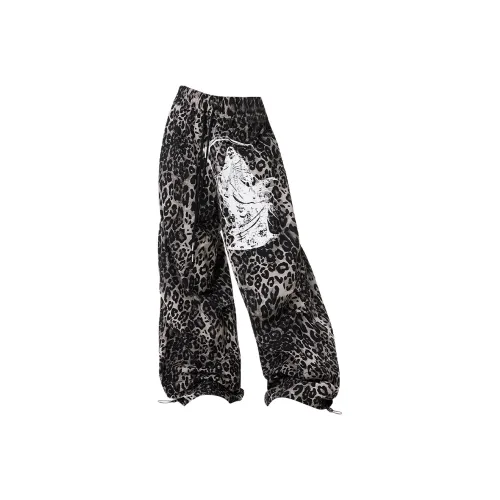 JZWSTUDIO Леопардовый принт Унисекс Повседневные брюки