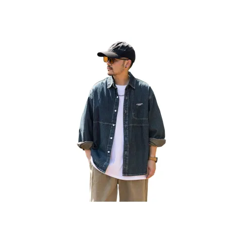 SINKACME Джинсовая Синяя Рубашка Мужская Рубашка
