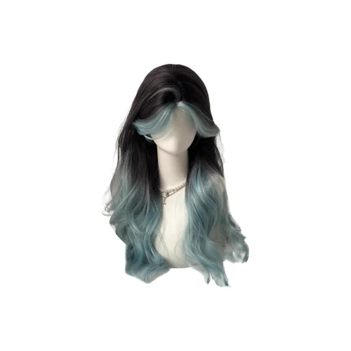 Gentle Welcome Wig Женские Мятный Градиент Синий Длинный Кудрявый Средний Раздел Отделенный Натуральные Искусственные Волосы Полный Набор для Полной Головы