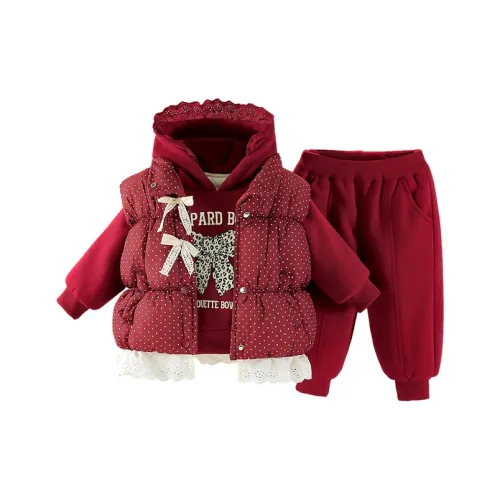 ZHIO Красный Трёхкомпонентный Набор Малыш Повседневная Спортивная Одежда