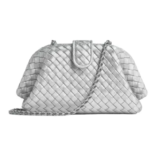Bottega Veneta Lauren 1980 Lambskin Clutch Small Women's Silver