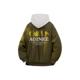 Армейский зеленый хлопковый пуховик (в комплекте с высококачественным белым и серым свитшотом с фотокемией)