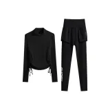 Комплект одежды (Черная рубашка с длинным рукавом + черные штаны)