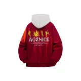 Бордовый хлопковый пуховик (в комплекте с высококачественным белым и серым свитшотом Фотиния)