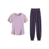 Розовый Фиолетовый Двухкомпонентный Комплект (Глициния Фиолетовые Штаны)