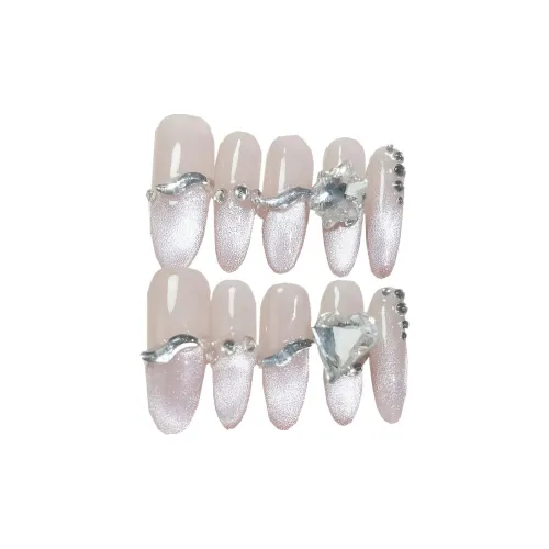 Gentle Welcome Премиум Глубокое море Эльф False Nail MID Длина (размер в длину) Розовый Смудж Кошачий глаз