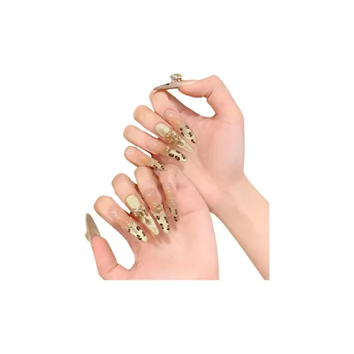 SHAQINUO [Sunset Melting Gold] Премиум Ambient Handcrafted Кошачий Глаз Французский Leopard Print Nail Art 35mm