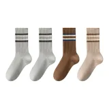 [Носки Crew 4 пачки] 2 Светло-серых + 1 Кофейный + 1 Хаки