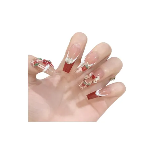 OEING Клубничный торт False Nail Милый Возлюбленная Nail Art Сладкий стиль 3D-эффект Съемные нарощные ногти Nail Art 332