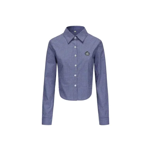 HEYNA Синие Клетчатые Женские Рубашки