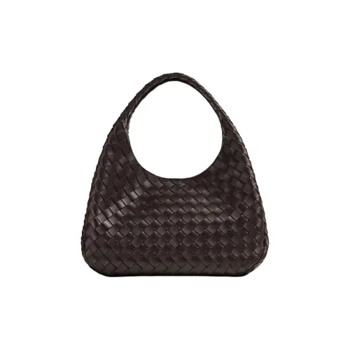 Bottega Veneta Intrecciato Sheepskin One Shoulder Bag Medium Women's Dark Brown