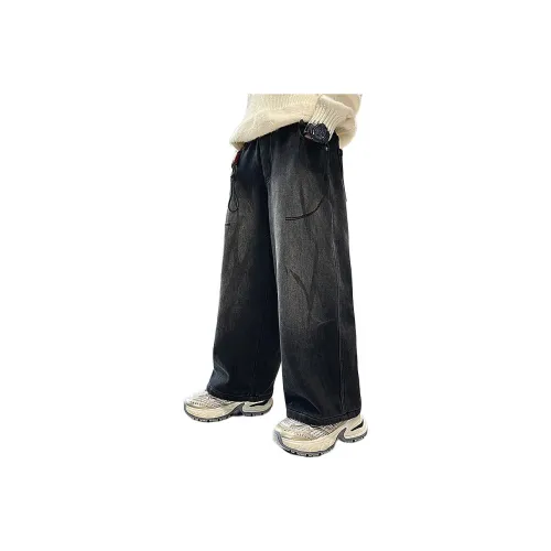 YALU Черный флис с подкладкой PPBD8865 Школьные джинсы