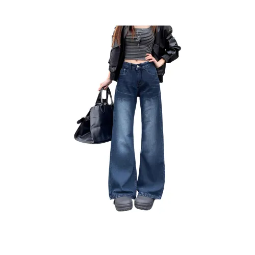 MDEHT Синие Серые Брюки с Флисовой Подкладкой Женские Джинсы