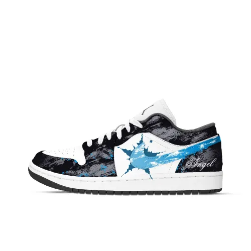 Jordan Air Jordan 1 Angel Xingji Износостойкие Винтажные Баскетбольные Кроссовки Унисекс Синий Белый Черный