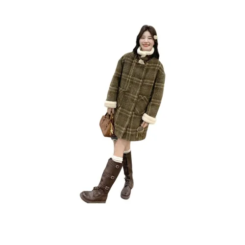 LAOYECHE Зеленое Женское Пальто