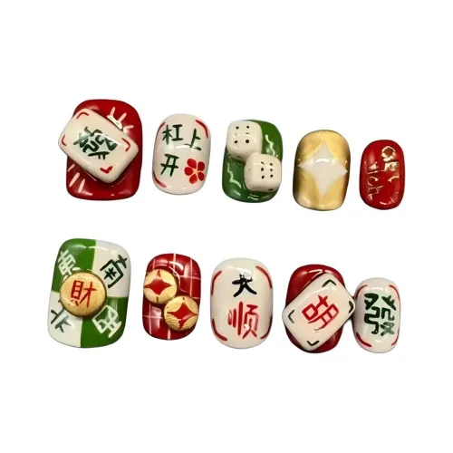 YIYIHE Мультяшный Многоцветный Маджонг Кожа Flattering HAND DRAWN Короткий LADDER Многоцветный Однотонный Однотонный 15mm