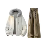 Бежевый Белый+Хаки Брюки