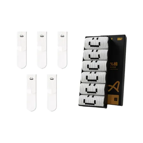 MIIOW [5 пар] Белые Унисекс MID Носки до икры