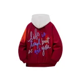 Бордовый хлопковый пуховик (в комплекте с высококачественным белым и серым свитшотом Фотиния)