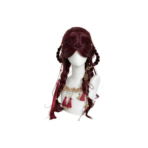 BEIQING Красный Длинные волнистые Большая волна Чёлка "восьмёрка" Женская Перука Высокотемпературная Пряжа