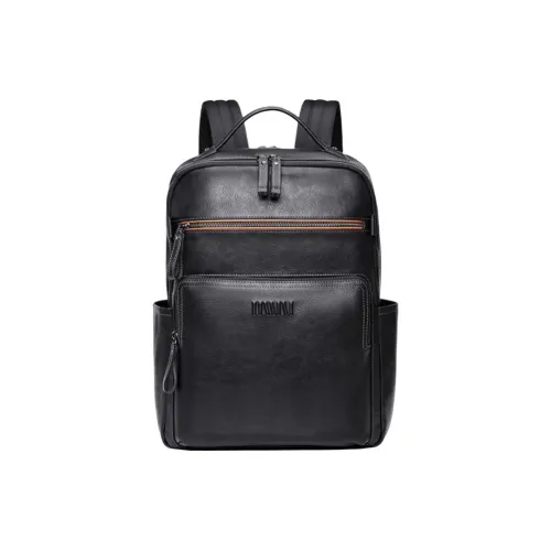 SEPTWOLVES Рюкзак из коровьей кожи с тканью мужской черный