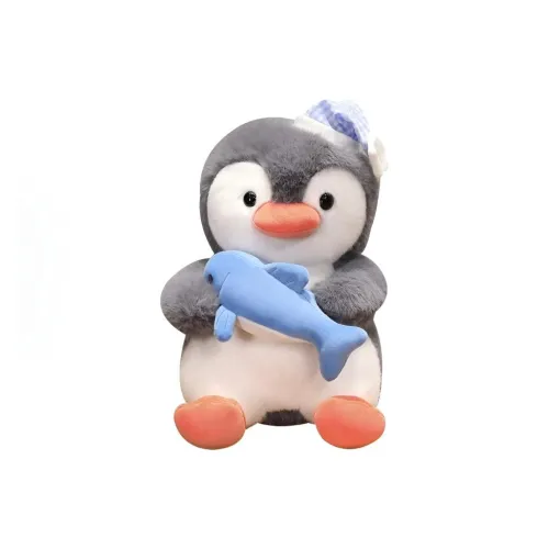 ZKHE Cute Penguin Holding Fish Реалистичное Животное Кукла Плюшевая Кукла 35 см 45 см 55 см Длина Тела
