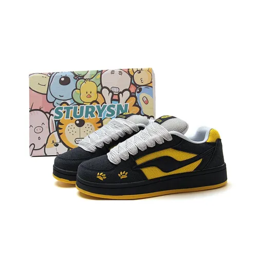 STUR YSN Износостойкий и Легкий Низкий Топ Скейтборд Кроссовки Унисекс Темно-синий Желтый