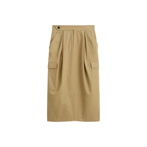 ZARA Collaboration Темно-бежевый Женская Повседневная Длинная Юбка