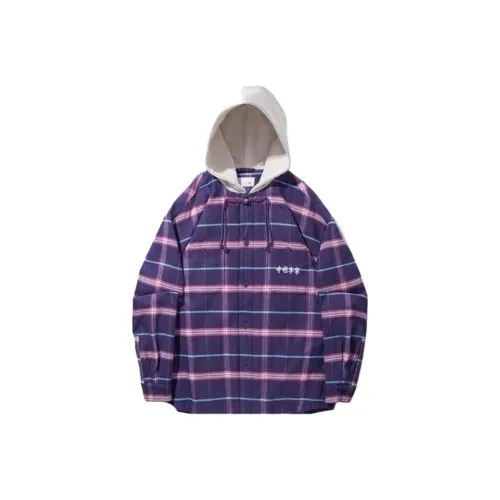 Blue Purple Plaid Men's Bulky Jackets (Puffers) Синий Фиолетовый Клетка Мужские Объемные Куртки (Пуховики)