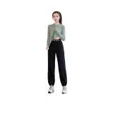 Зеленый комплект из двух предметов: пальто (черные штаны)