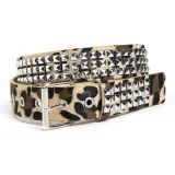 Леопардовый принт, три ряда, шипы, бежевый