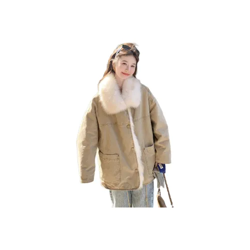 Langqing Хаки Женские пуховики