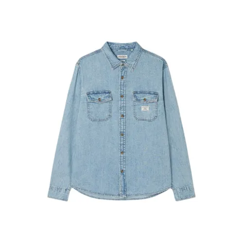 GUESS Светло-синие мужские рубашки