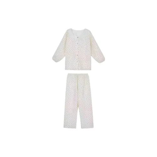 MUQINGQING Цветочный Вишня Утолщенный и Утепленный Женский Пижамный Комплект