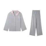 Колье с серым, розовым и белым