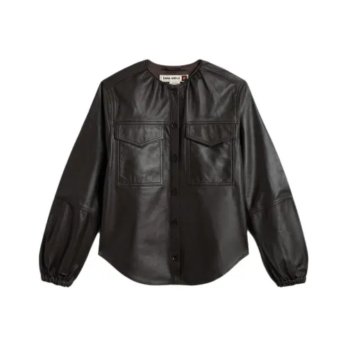 ZARA Шоколад Женские Кожаные Куртки