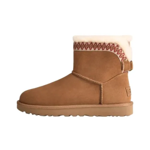 UGG Classic Novelty Термостойкие Снежные Ботинки Женские Каштановый