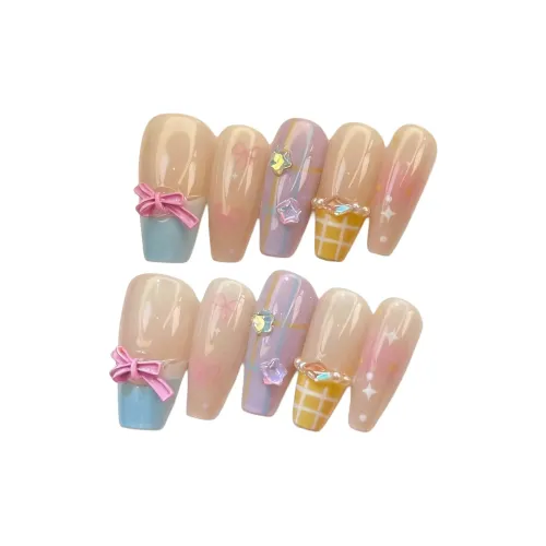 OUYUJI Ручной работы Готовый товар Съемный False Nail Миндальная кожа Jump Цвет Стиль Instagram