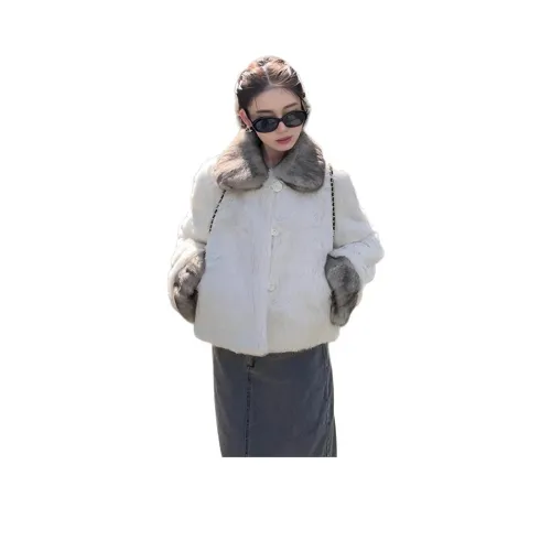 COHX Серый Бежевый Многоцветный Женский Мех