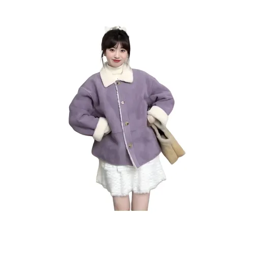 Langqing Фиолетовое Женское Пальто