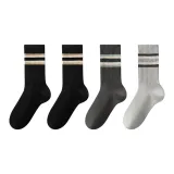 [Носки Crew 4 пачки] 2 черных + 1 темно-серый + 1 светло-серый