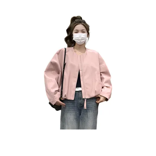 YICHEN Розовый Женские Кожаные Куртки