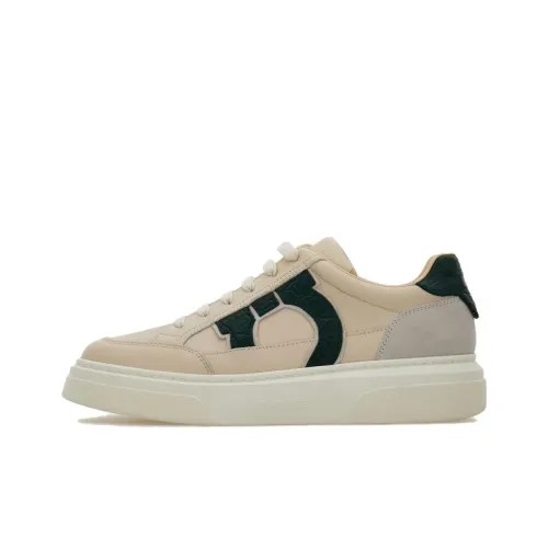 Ferragamo Gancini Low Топ Скейтборд Кроссовки Мужские Бежево-Зеленые
