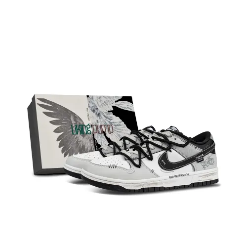 Nike Dunk Амортизация Низкие Кроссовки для Скейтбординга Унисекс Черный Серый